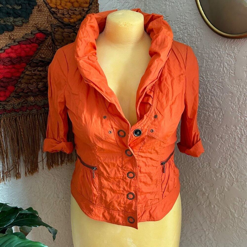 Vintage 80s Renfrew Bright Orange Puff Collar Jacket – Size 8, Made in USA